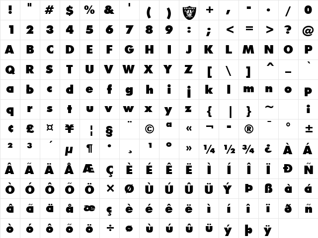 Raiders Raiders  glyph index