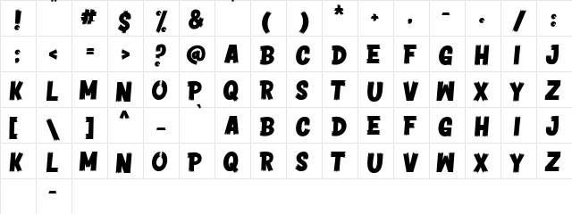 HORROR VISION Regular  glyph index