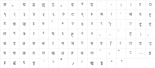 DINA Normal  glyph index