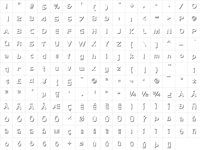 HandelGotOnlShaDBol Regular  glyph index