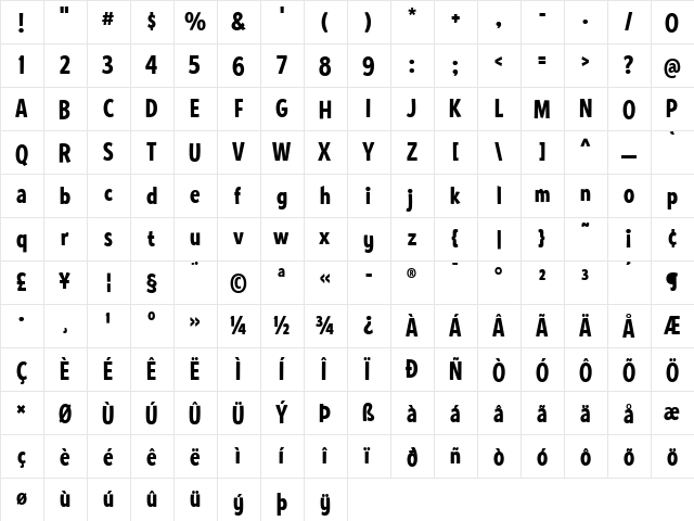 Ed Gothic  glyph index