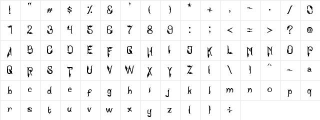 Kujang Regular  glyph index