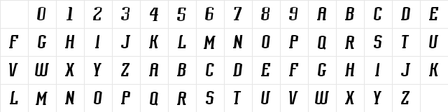 NHL Buffalo Regular  glyph index