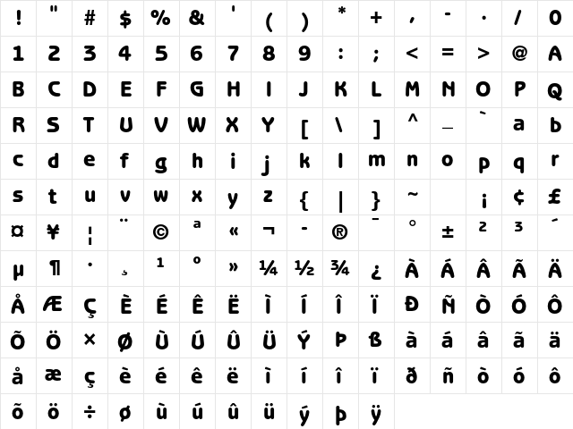 ITC Benguiat Gothic Std Heavy  glyph index