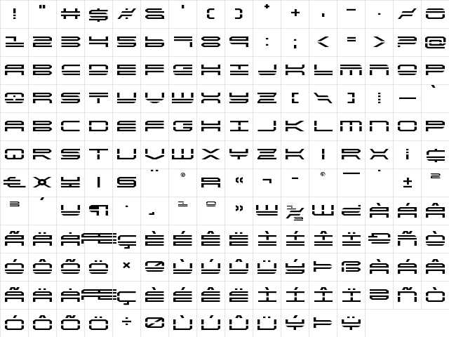 QuickStrike Expanded Expanded  glyph index