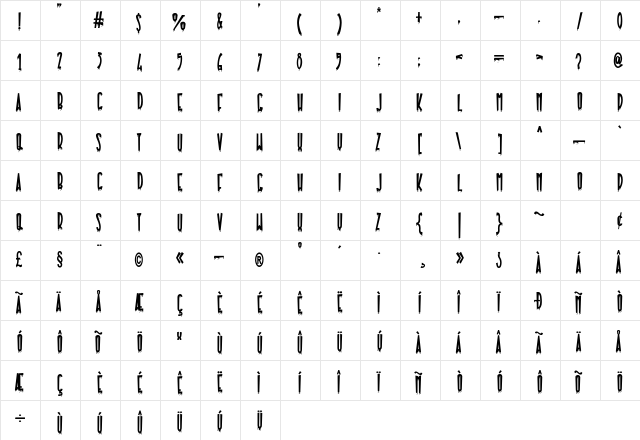 Drip Pumpkinos Regular  glyph index