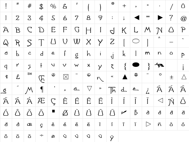 Greeting Monotone Regular  glyph index