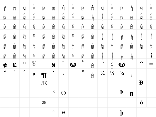 UKIJ Imaret Regular  glyph index