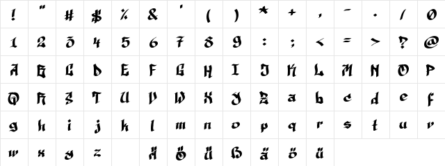 MAREN Regular  glyph index
