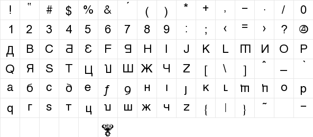 Kremlin Minister Regular  glyph index