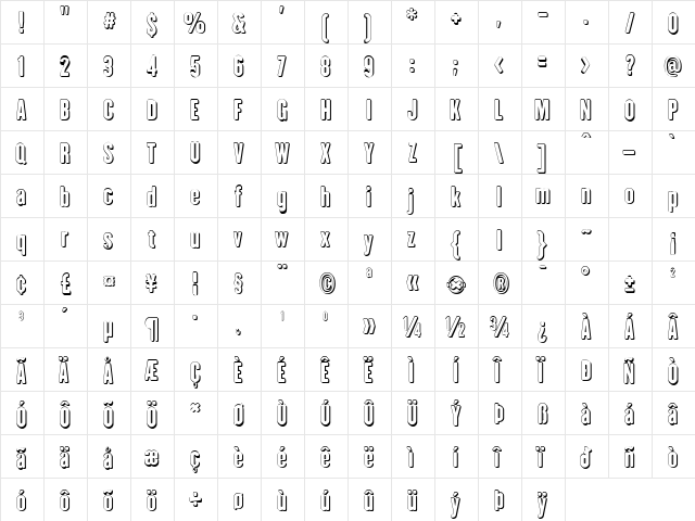 I am Hueca Ultra-condensed Black  glyph index