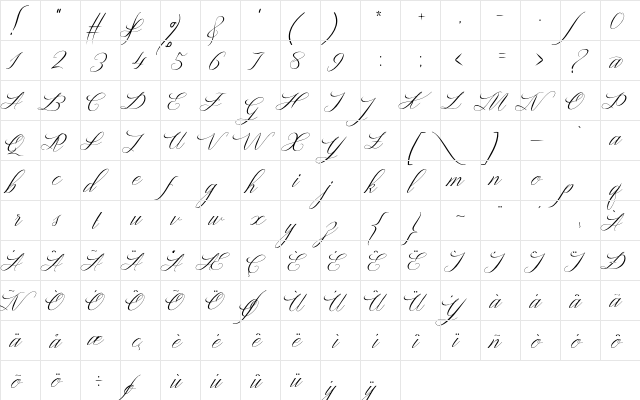 imagine Regular  glyph index