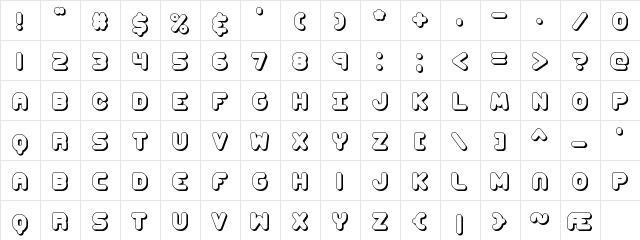 Corpulent Caps Shadow BRK Regular  glyph index
