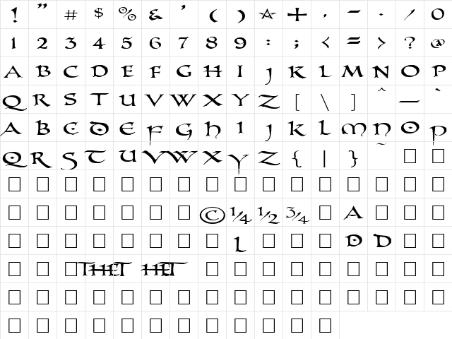 PR Uncial Alt Caps 2 Normal  glyph index
