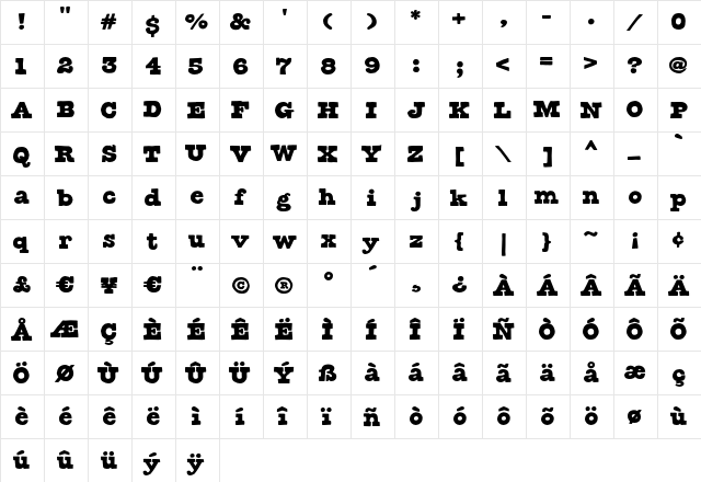 CornDog Regular  glyph index