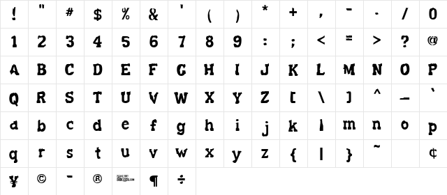 Decaying Kuntry Regular  glyph index