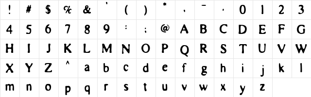 ElectricLiquorGoggles Regular  glyph index