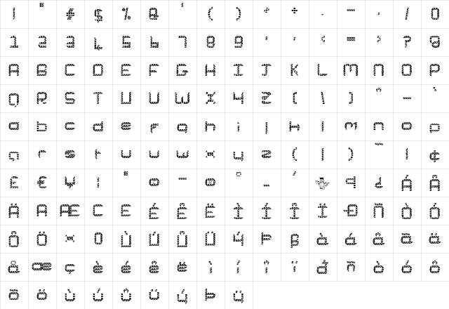 SidesAndCorners Regular  glyph index
