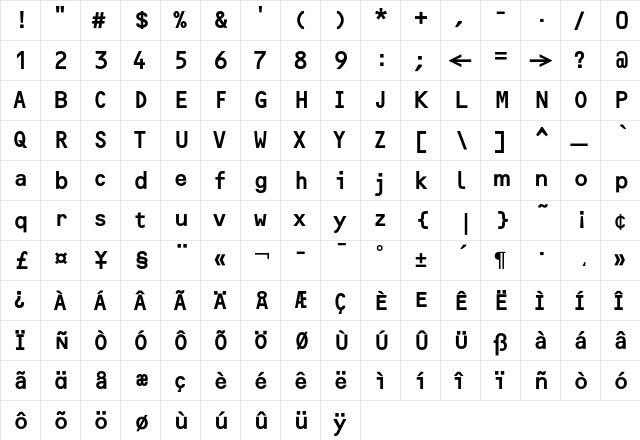 F2FOCRBczyk LT Std Regular Bold  glyph index