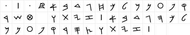 PhoenicianMoabite Bold  glyph index