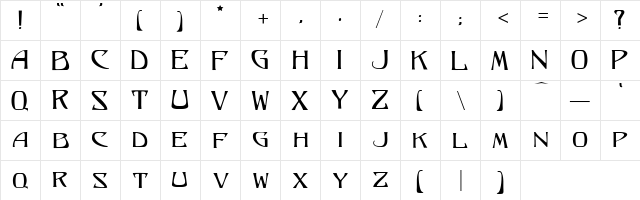 Lysander Regular  glyph index