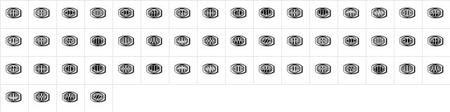 Bulged Monogram Stylish Regular  glyph index
