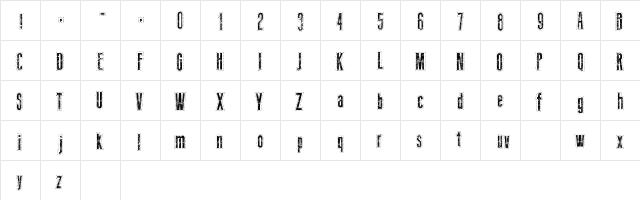 Needlework US Regular  glyph index