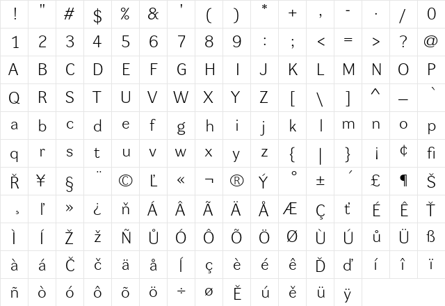 Dynamo LE Regular  glyph index