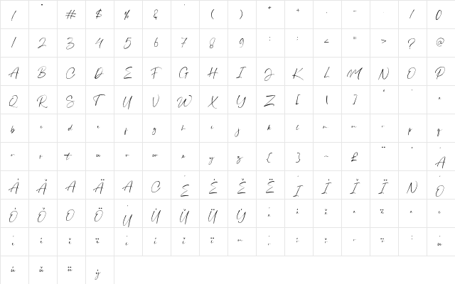 Grahamo Regular  glyph index