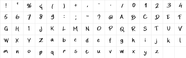 Ahai Regular  glyph index