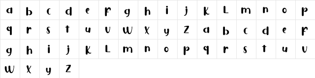 Puresity Burbon FREE Regular  glyph index