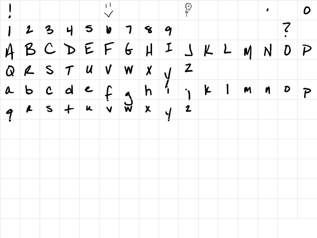 Pea Susan Regular  glyph index