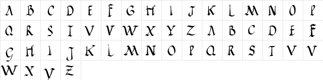 JGJ Roman Rustic Regular  glyph index