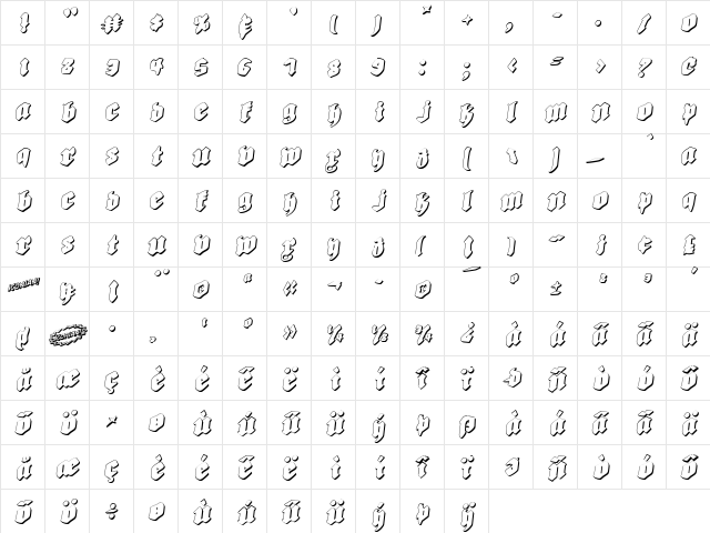 Bierg䲴en Rotalic Shadow Rotalic Shadow  glyph index