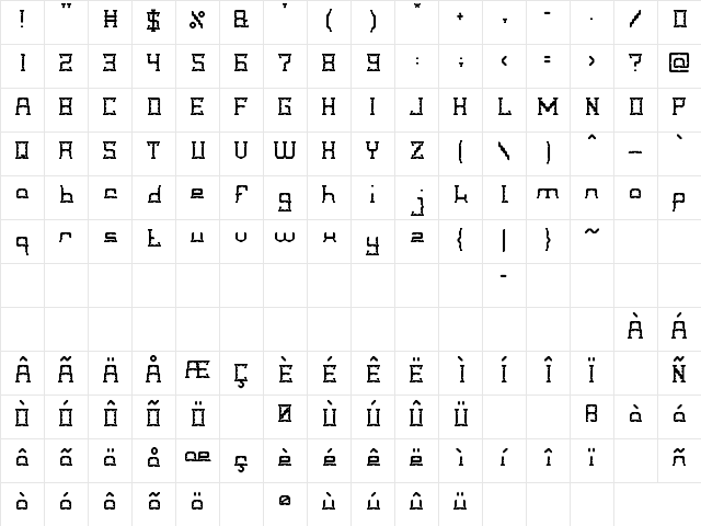 CRYSTAL Soldier Regular  glyph index