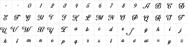 Neville Regular  glyph index