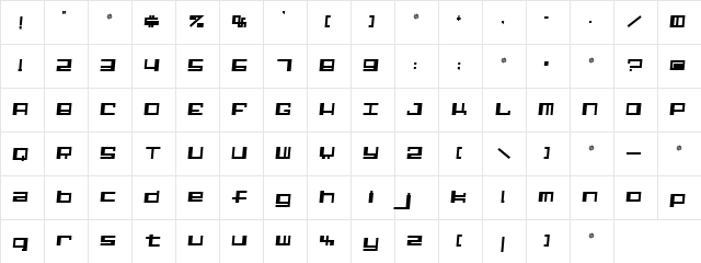 Alphastep  i version Regular  glyph index