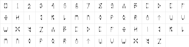 XENDER Regular  glyph index
