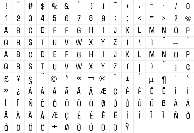 Micro TechnicCond  glyph index