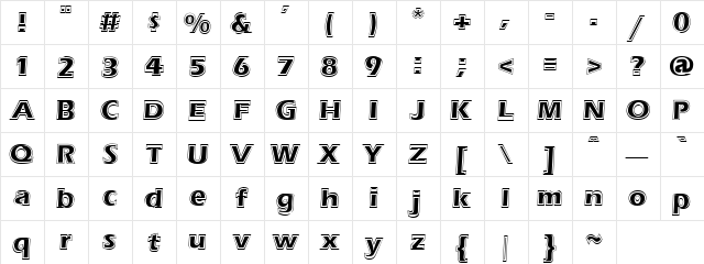 Semolina Contour Regular  glyph index