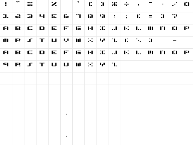 Aldos Moon Regular  glyph index