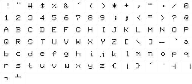 Dots OK Regular  glyph index