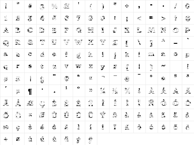 We6 DB Normal  glyph index