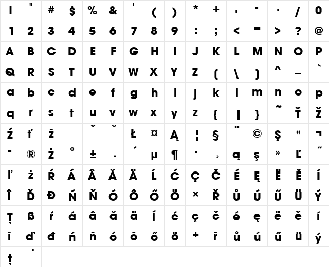 AvantGarGotItcTEE Bold  glyph index