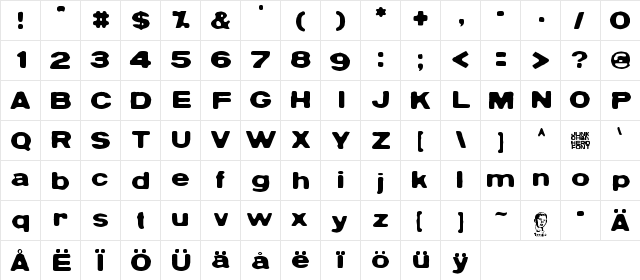 Sadannes Regular  glyph index