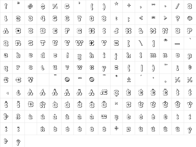 Red Dog Saloon Open Regular  glyph index