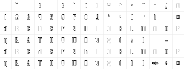 Avatar Outline Regular  glyph index