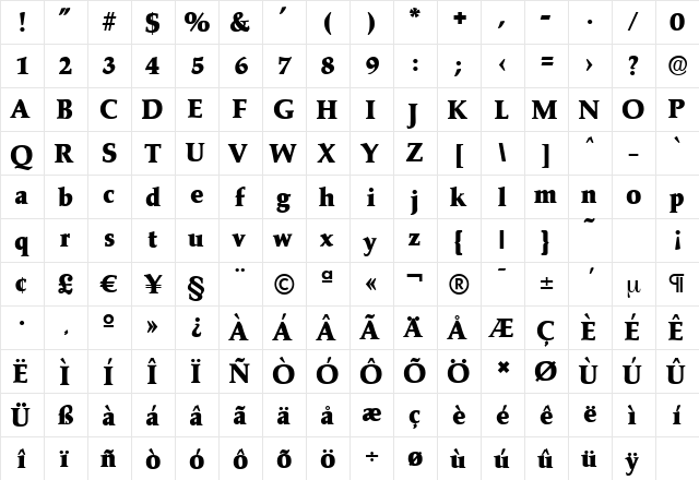 MarathonSerial-Heavy Regular  glyph index