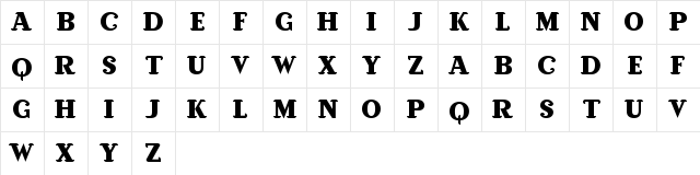 Quarter Round Serif Regular  glyph index