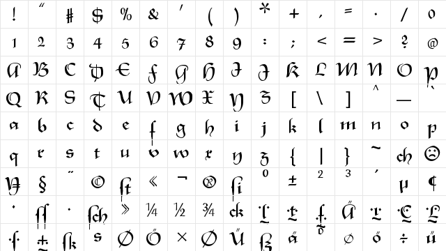 XmasTerpiece Regular  glyph index